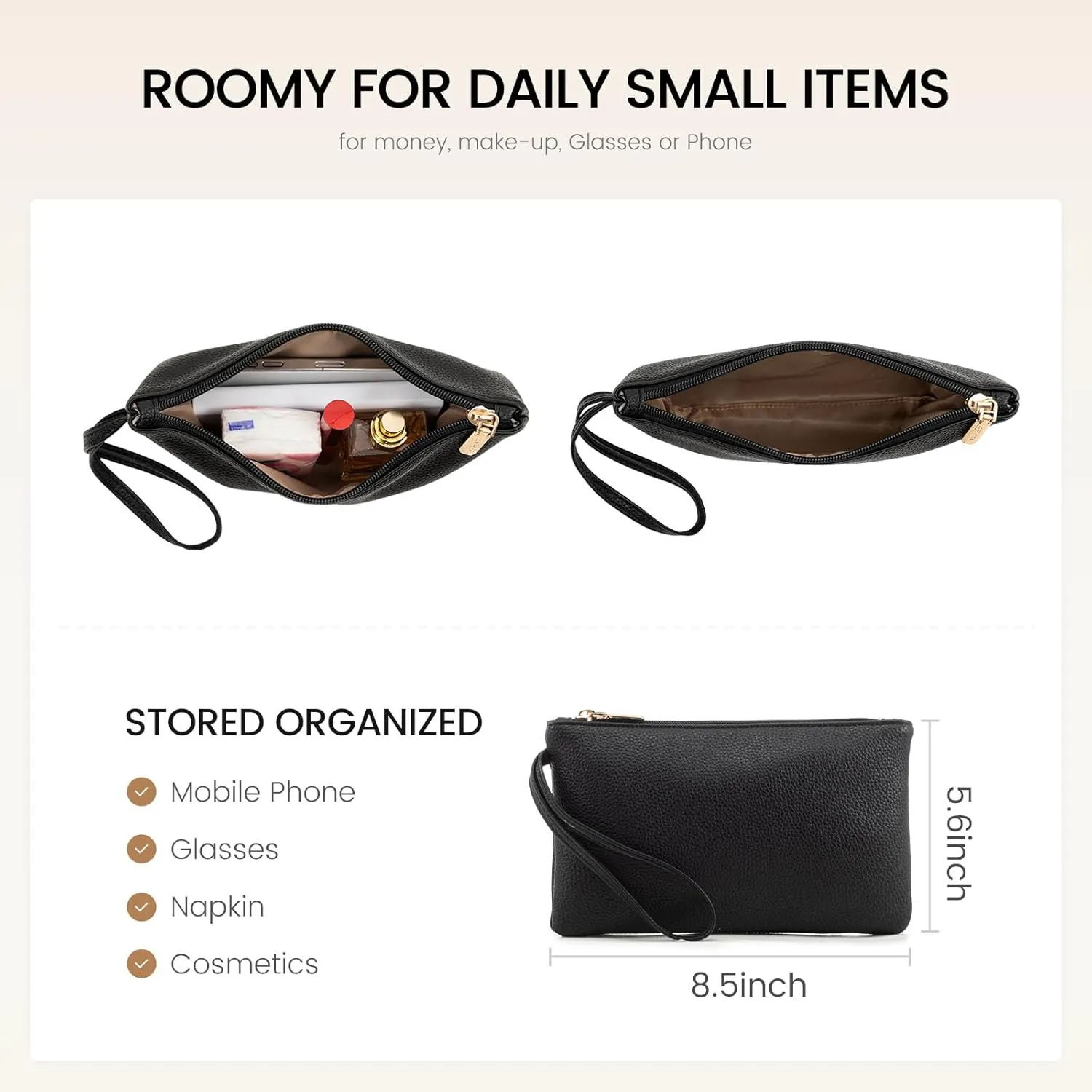 LOVEVOOK Laptop Tote for Women - 15.6 Inch Leather Laptop Bag with Clutch, Large Capacity Office Purse Computer Briefcase for Casual Business Travel, Black