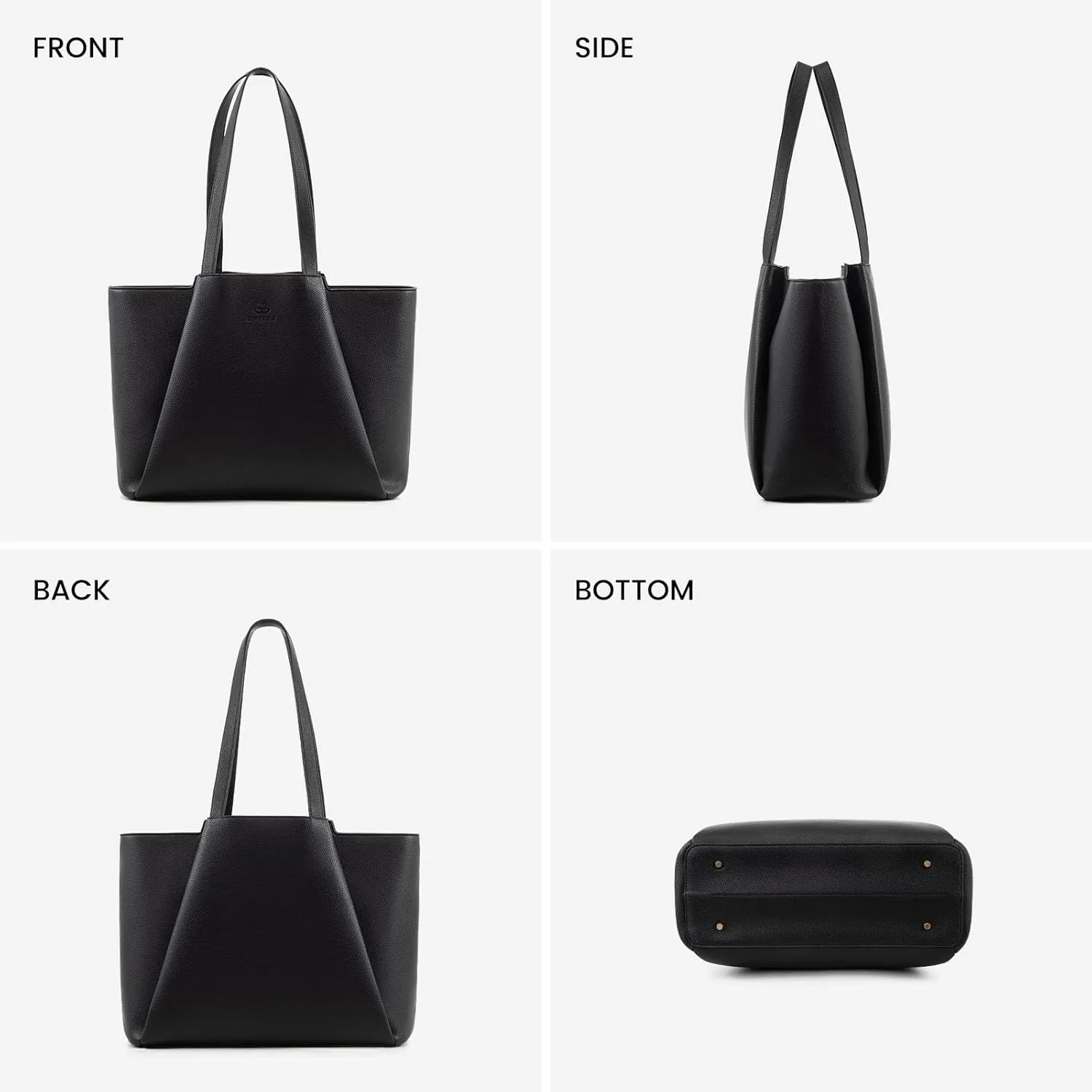 LOVEVOOK Laptop Tote for Women - 15.6 Inch Leather Laptop Bag with Clutch, Large Capacity Office Purse Computer Briefcase for Casual Business Travel, Black