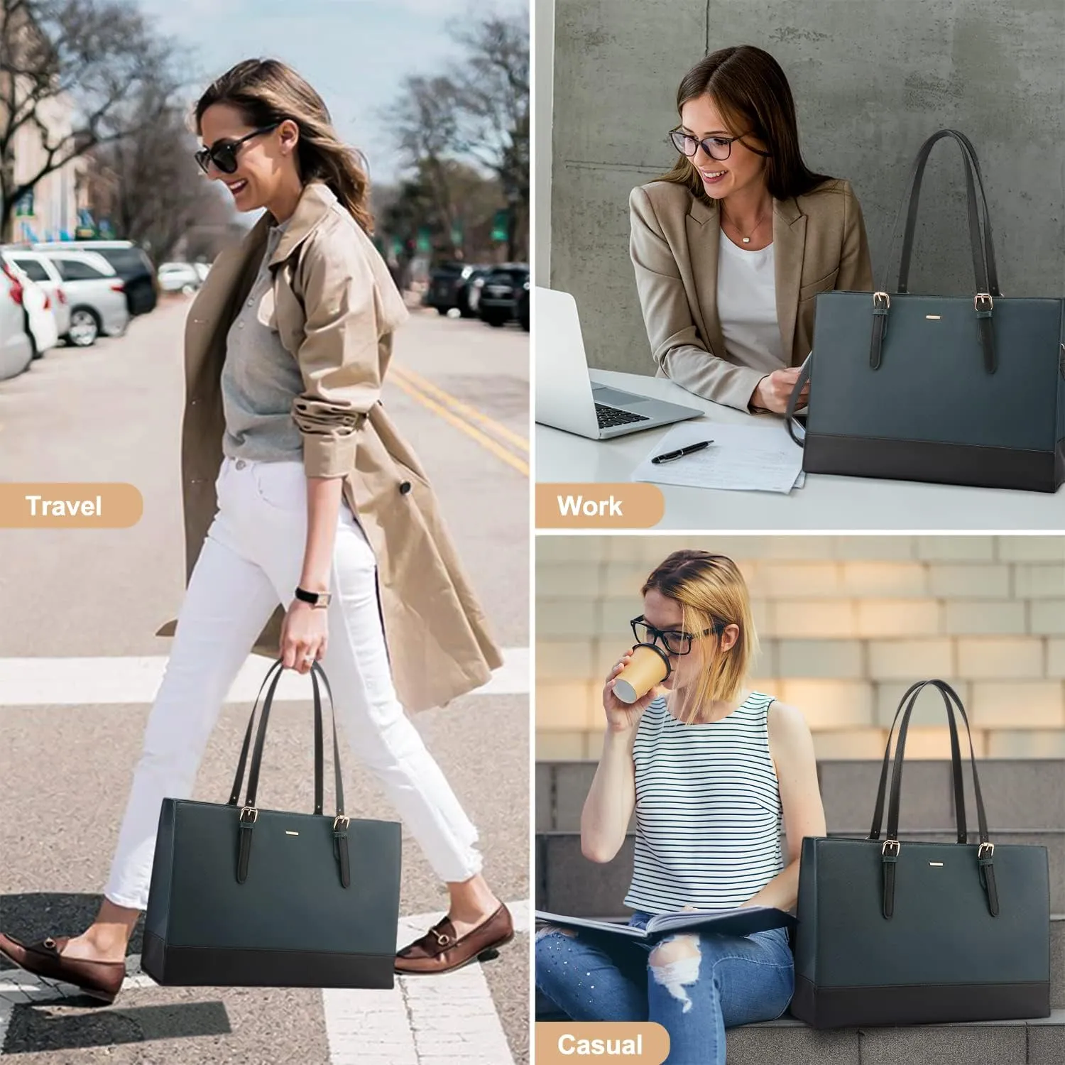 LOVEVOOK Laptop Tote for Women, Fashion Computer Bag 15.6 Inch Large Handbag, Shoulder Bag Purse for Business Work