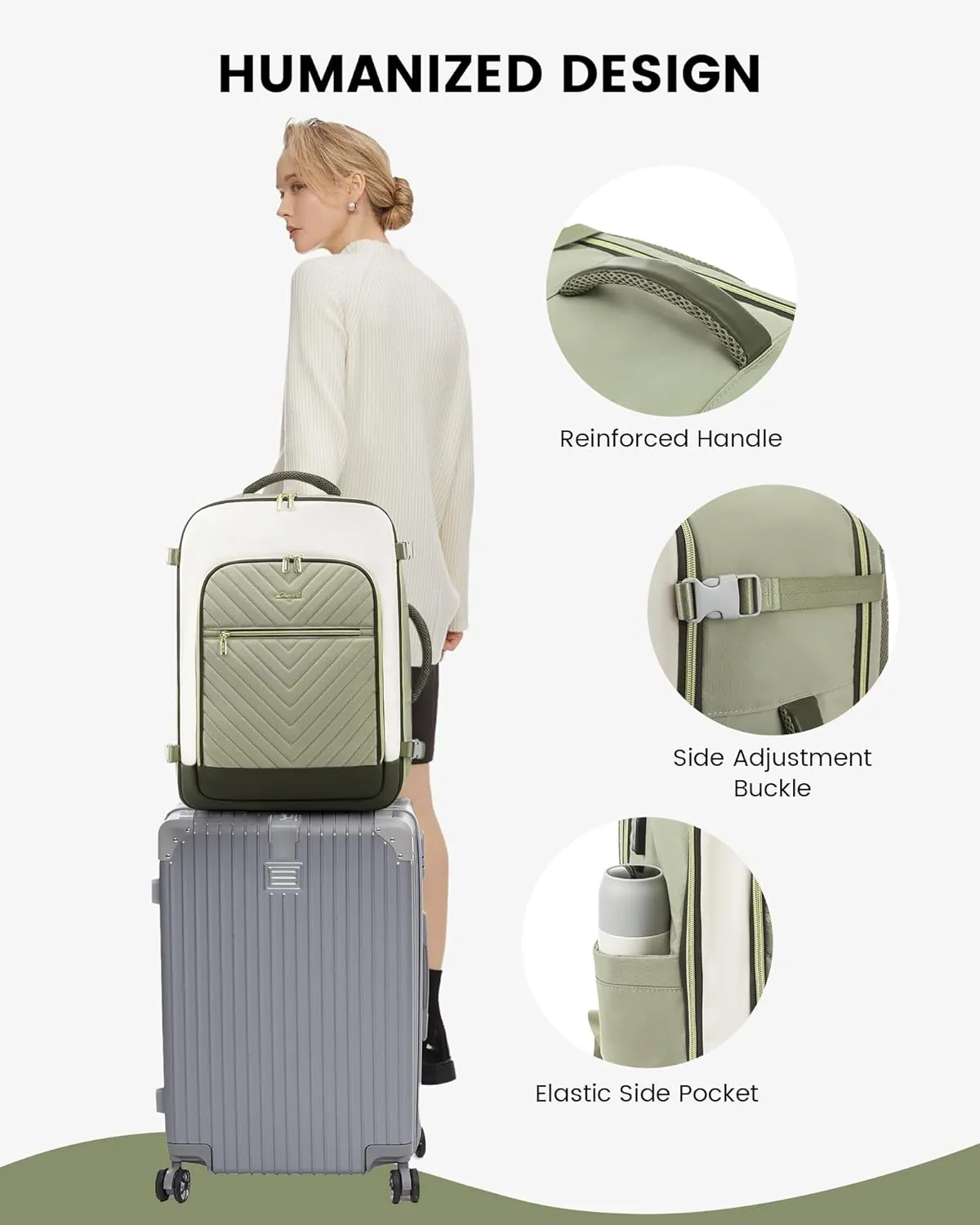 LOVEVOOK Large Travel Backpack for Women, 50L Carry on Backpack Airplane Approved, TSA Personal Item Travel Bag for Women fits 18" Laptop, Waterproof Carry on Bags for airplanes with 3 Packing Cubes