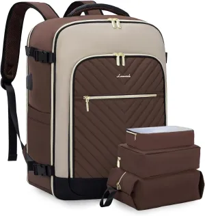 LOVEVOOK Large Travel Backpack for Women, 50L Carry on Backpack Airplane Approved, TSA Personal Item Travel Bag for Women fits 18" Laptop, Waterproof Carry on Bags for airplanes with 3 Packing Cubes