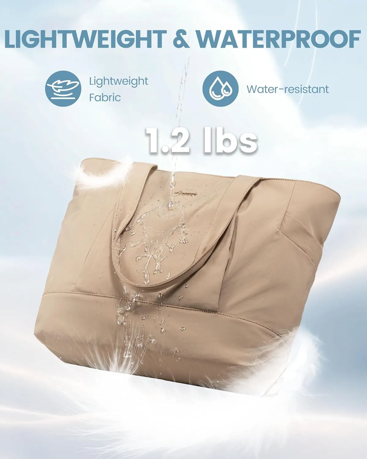 LOVEVOOK Tote Bag for Women Work Travel, Lightweight Laptop Bag Teacher Tote Purse, Khaki