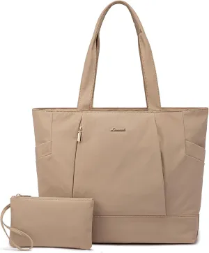 LOVEVOOK Tote Bag for Women Work Travel, Lightweight Laptop Bag Teacher Tote Purse, Khaki