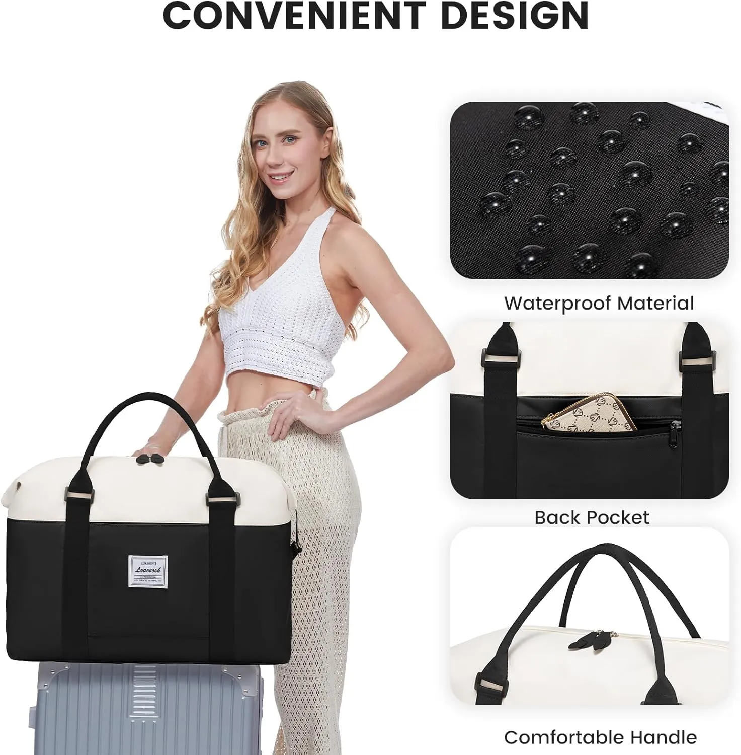 LOVEVOOK Weekender Bag for Women Cute Travel Tote Bag Gym Duffel Bag with Toiletry Bag Carry On Bag Overnight Hospital Bag