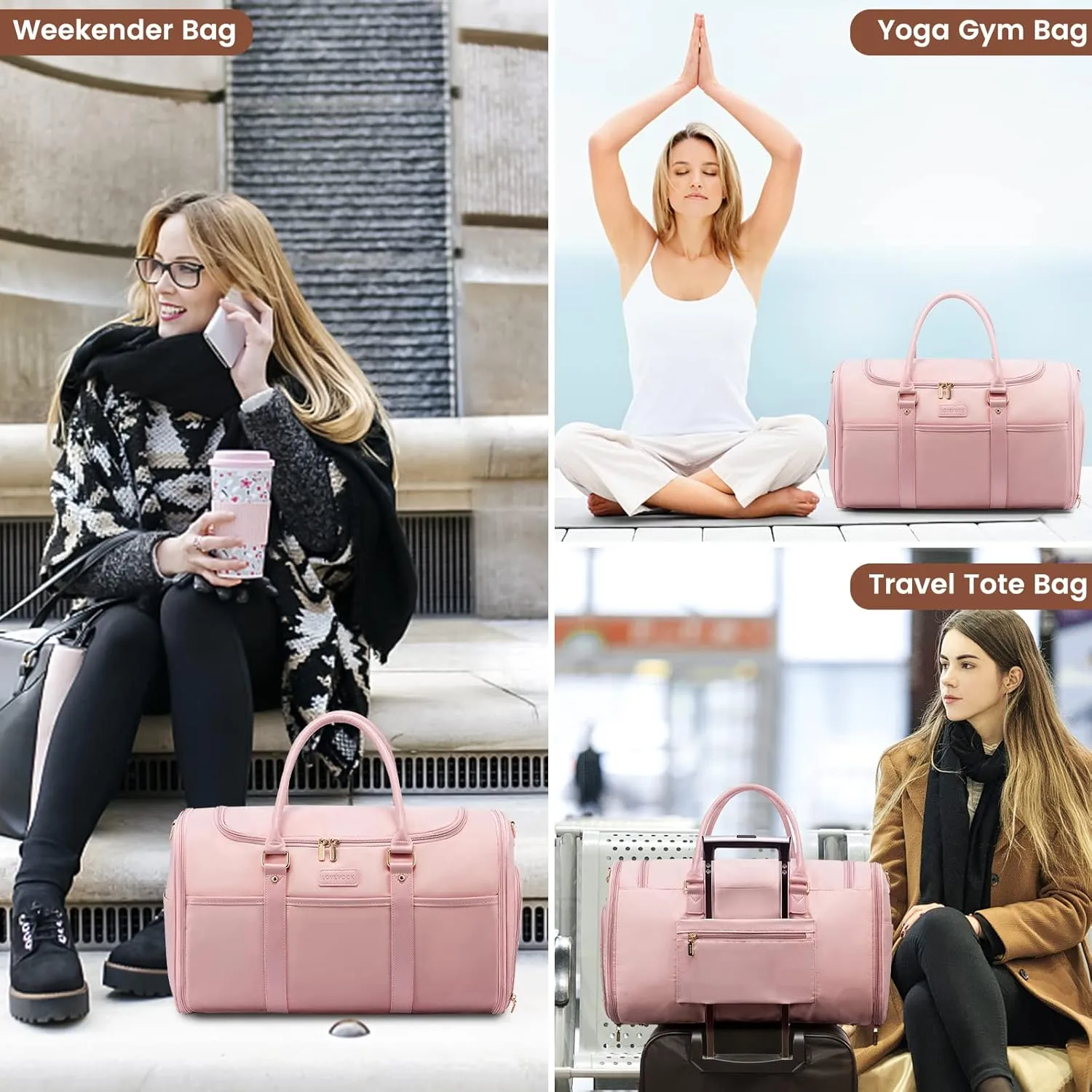 LOVEVOOK Weekender Bag for Women Cute Travel Tote Bag Gym Duffel Bag with Toiletry Bag Carry On Bag Overnight Hospital Bag