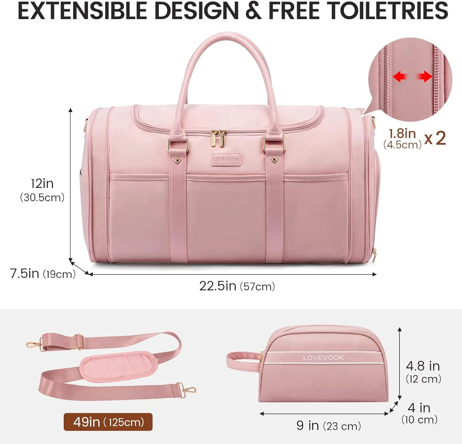 LOVEVOOK Weekender Bag for Women Cute Travel Tote Bag Gym Duffel Bag with Toiletry Bag Carry On Bag Overnight Hospital Bag