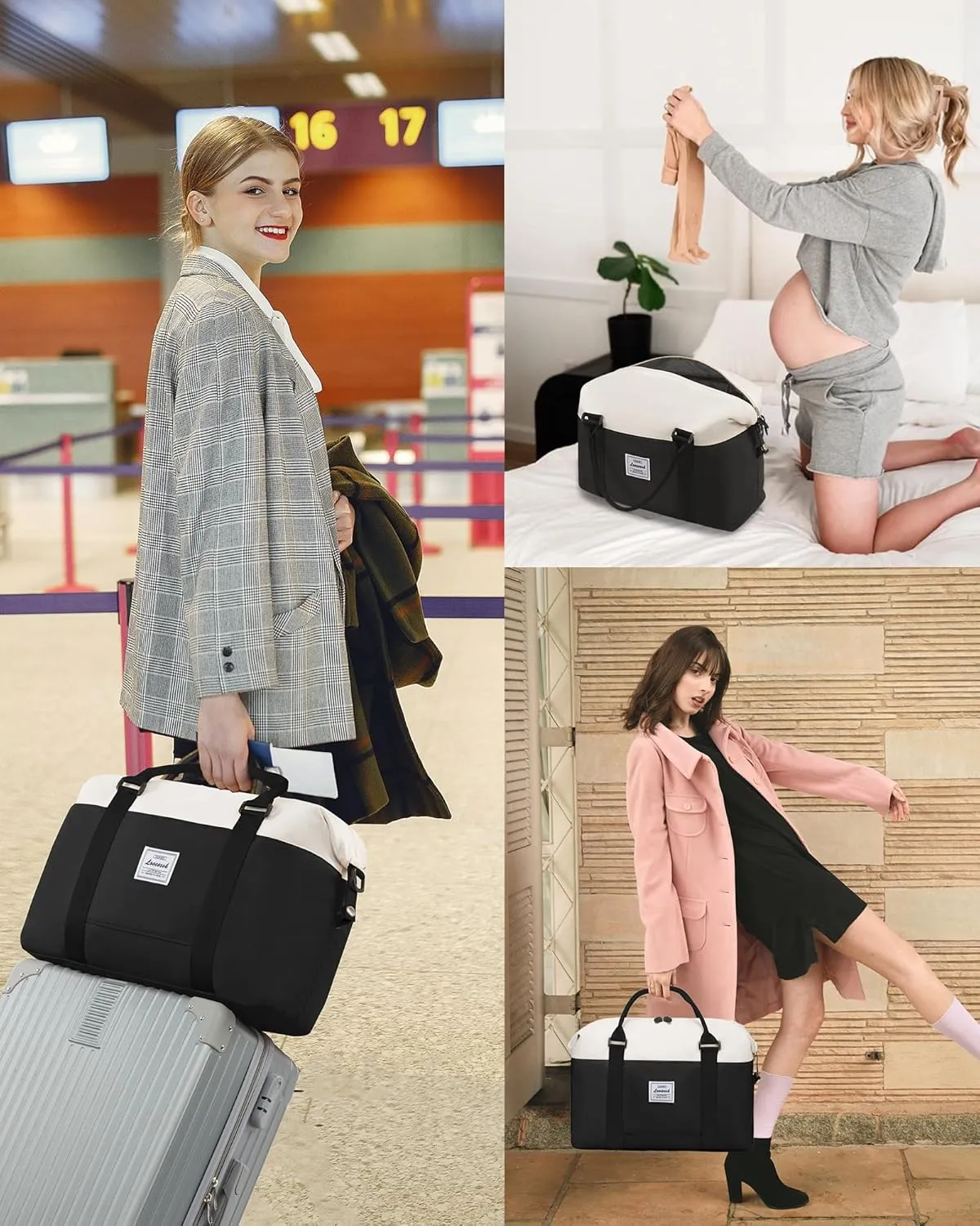LOVEVOOK Weekender Bag for Women Cute Travel Tote Bag Gym Duffel Bag with Toiletry Bag Carry On Bag Overnight Hospital Bag