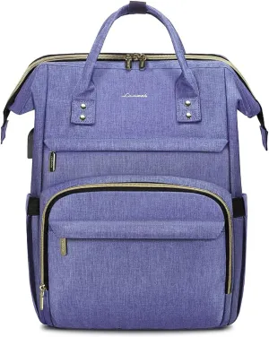 LOVEVOOK Women's 15.6 Inch Professional Travel Backpack, Waterproof College Work Bag with USB Port, Blue-Violet