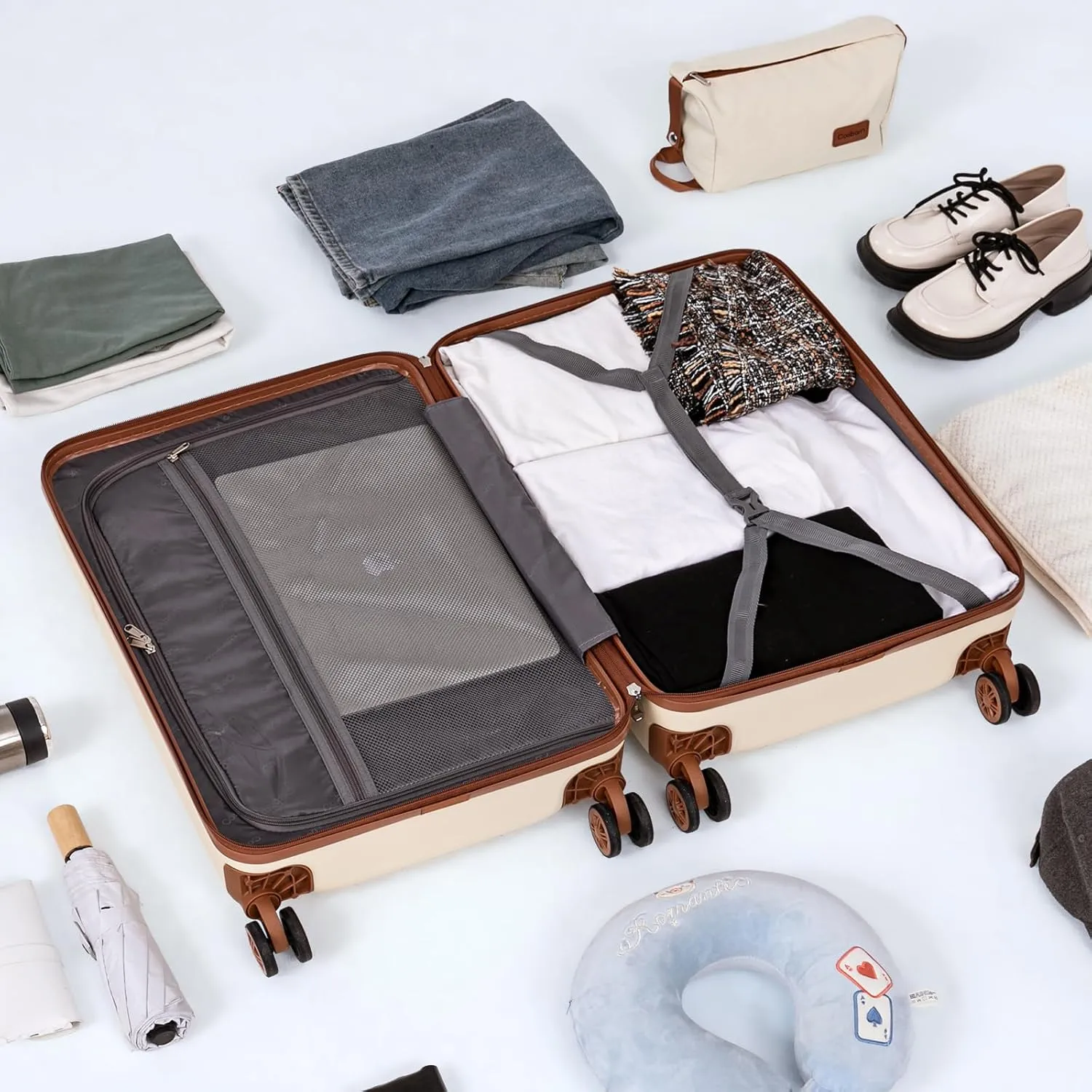 Luggage Sets 5 Piece Suitcases with Wheels, Suitcase Set ABS Hard Case Luggage with TSA Lock Spinner Wheels Durable Travel Luggage(MintGreen, 5-Piece Set(20"/24"/29"))