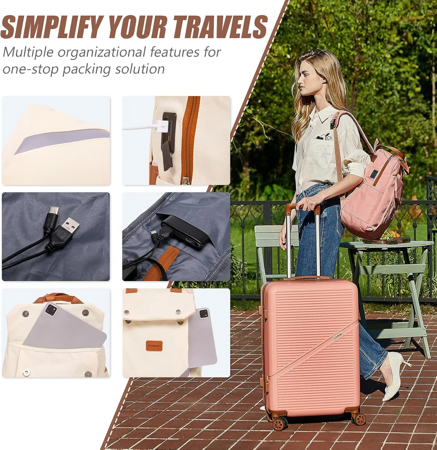 Luggage Sets 5 Piece Suitcases with Wheels, Suitcase Set ABS Hard Case Luggage with TSA Lock Spinner Wheels Durable Travel Luggage(MintGreen, 5-Piece Set(20"/24"/29"))
