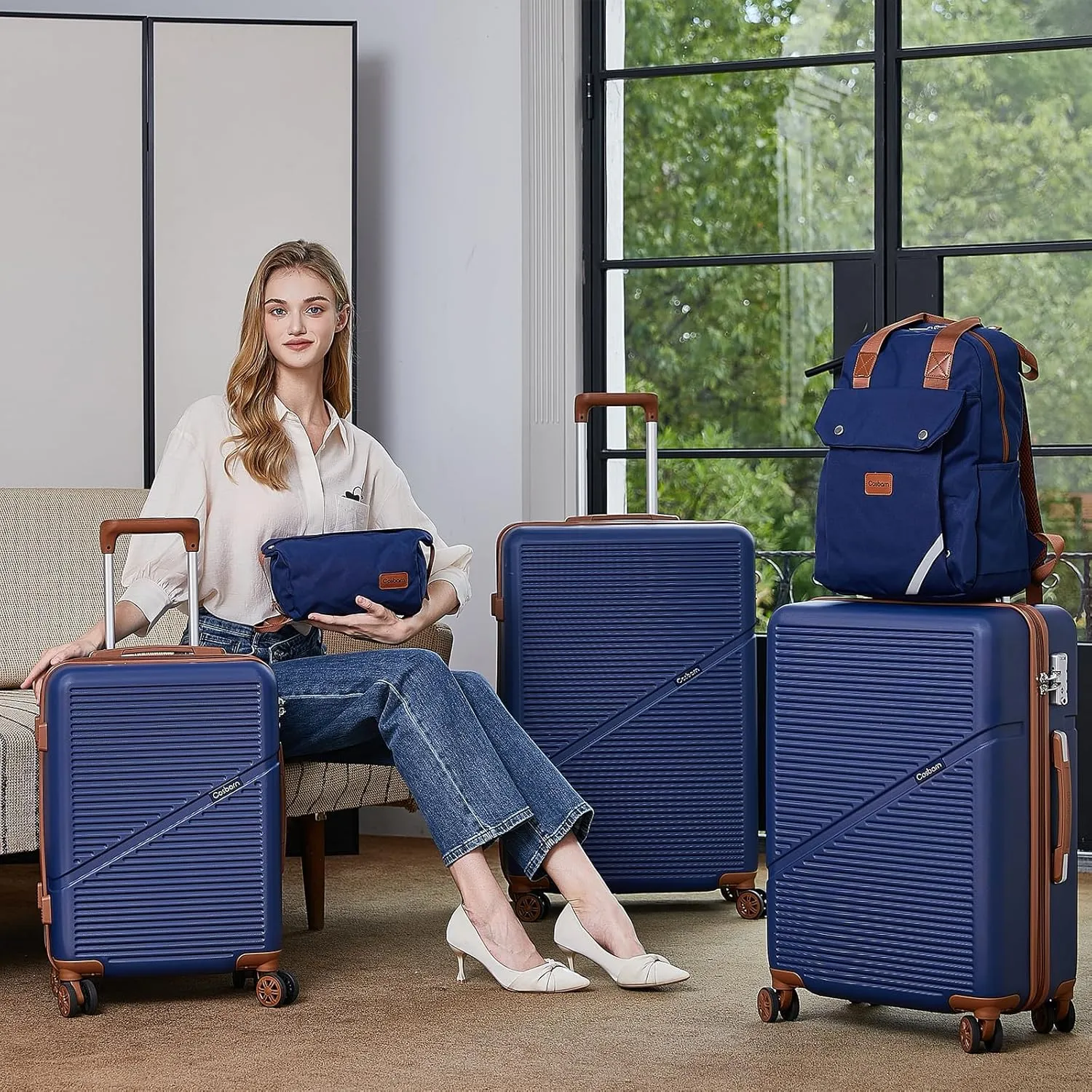 Luggage Sets 5 Piece Suitcases with Wheels, Suitcase Set ABS Hard Case Luggage with TSA Lock Spinner Wheels Durable Travel Luggage(MintGreen, 5-Piece Set(20"/24"/29"))
