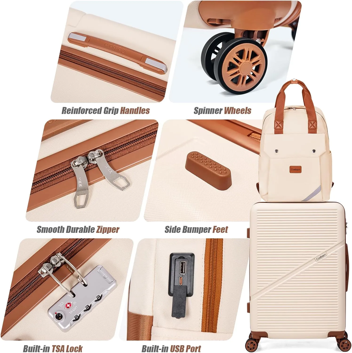 Luggage Sets 5 Piece Suitcases with Wheels, Suitcase Set ABS Hard Case Luggage with TSA Lock Spinner Wheels Durable Travel Luggage(MintGreen, 5-Piece Set(20"/24"/29"))