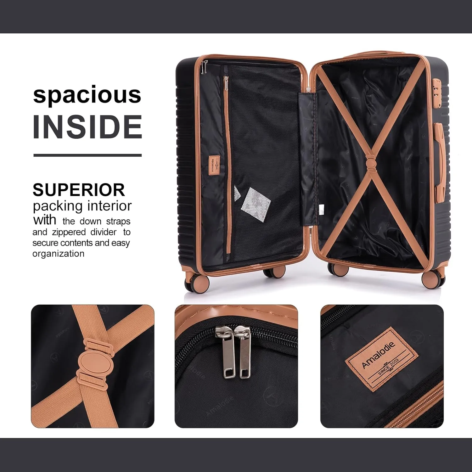 Luggage Sets 5 Piece,Suitcases with Double Spinner Wheels and TSA Lock,Hardcase 3 set Luggage with Travel Duffle Bag,Carry On Luggage Set