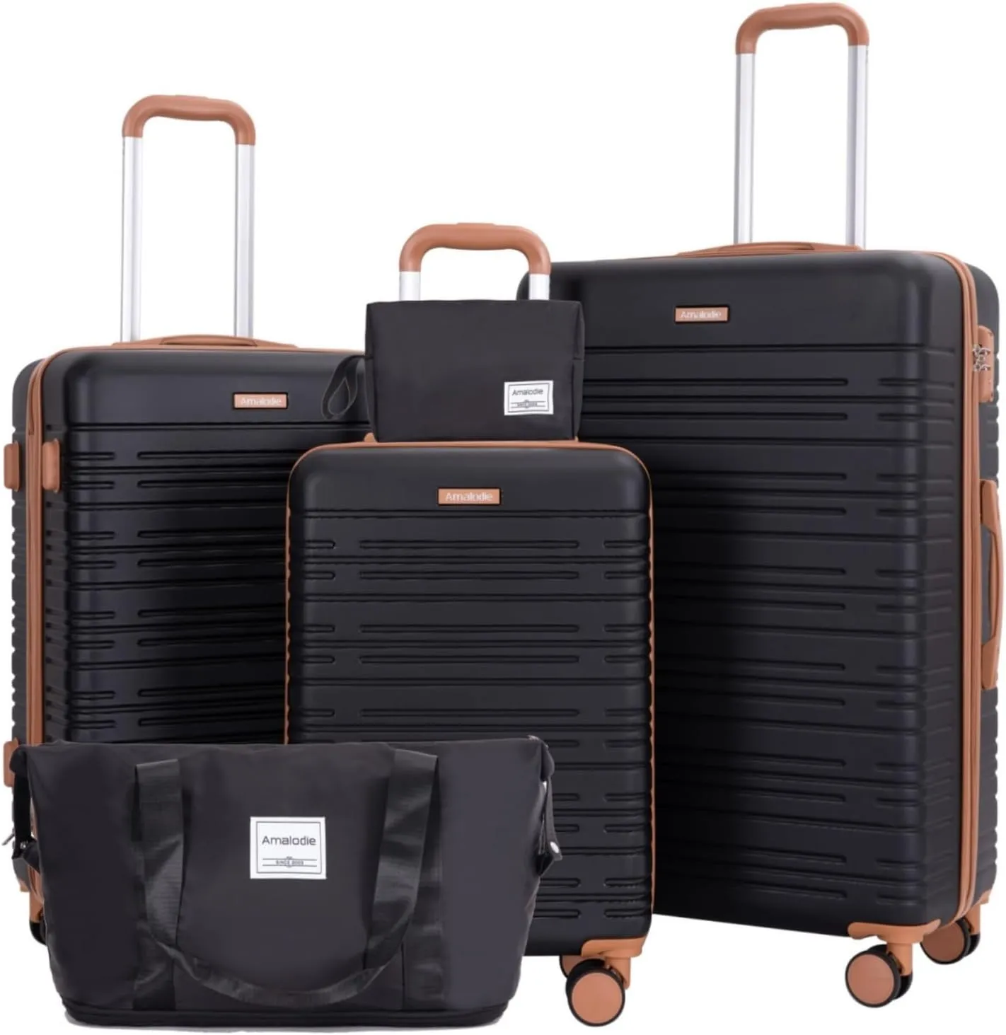 Luggage Sets 5 Piece,Suitcases with Double Spinner Wheels and TSA Lock,Hardcase 3 set Luggage with Travel Duffle Bag,Carry On Luggage Set