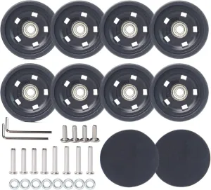 Luggage Wheels Replacement Kit 50mm x 12mm, Suitcase Replacement Wheels with Black Screws Axles Bearings, Repair Suitcase Caster Set for Trolley Bag Travel (8PCS)