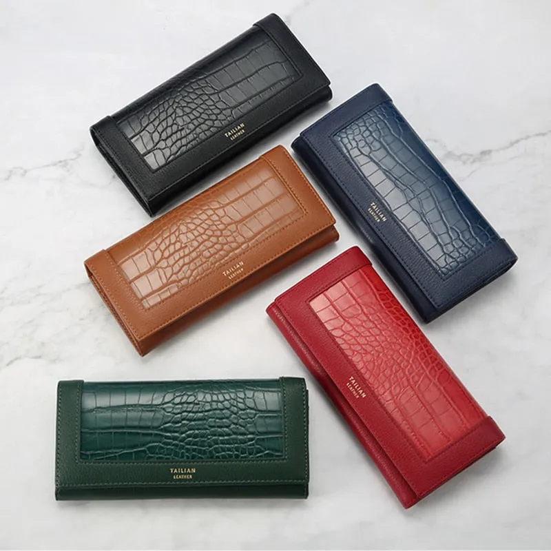Luxury Women&#39;s Wallets Brand Designer Long Wallet Female Leather Purse ID Card Holder Women Purses Ladies Clutch Phone Carteiras