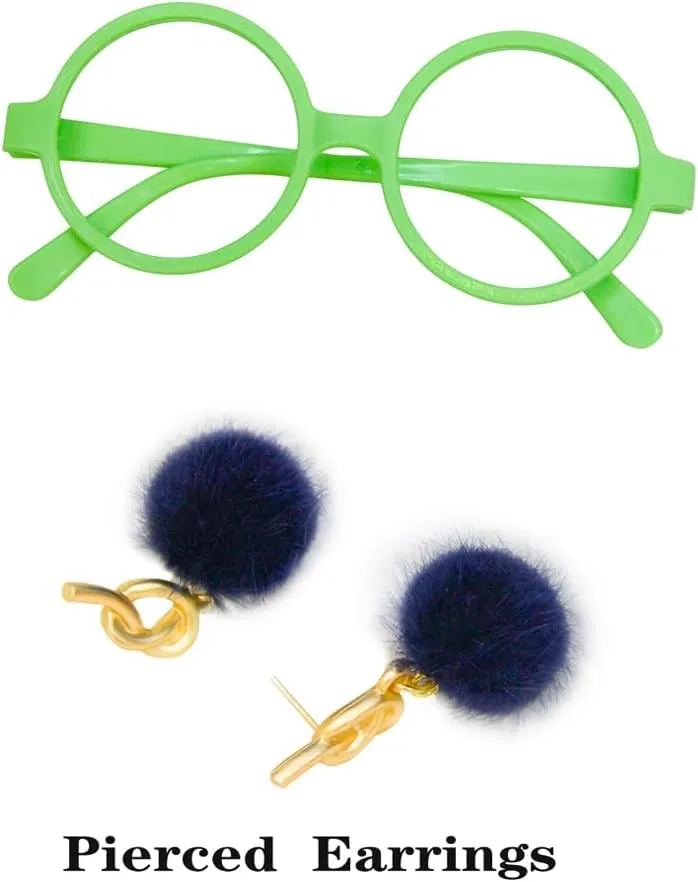 LZH Encanto Mirabel Costume Dress For Girls Cosplay Isabela Madrigal Princess Halloween Dress Up With Glasses Earrings