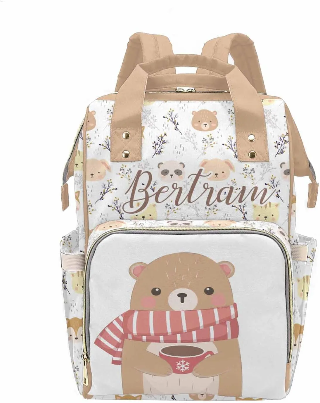 M YESCUSTOM Custom Name Diaper Bag Backpack for Wife Portable Diaper Bags Mothers Day Gifts Personalized Cute Mommy Nursing Daypack for Women Brown Travel Diaper Waterproof Backpack