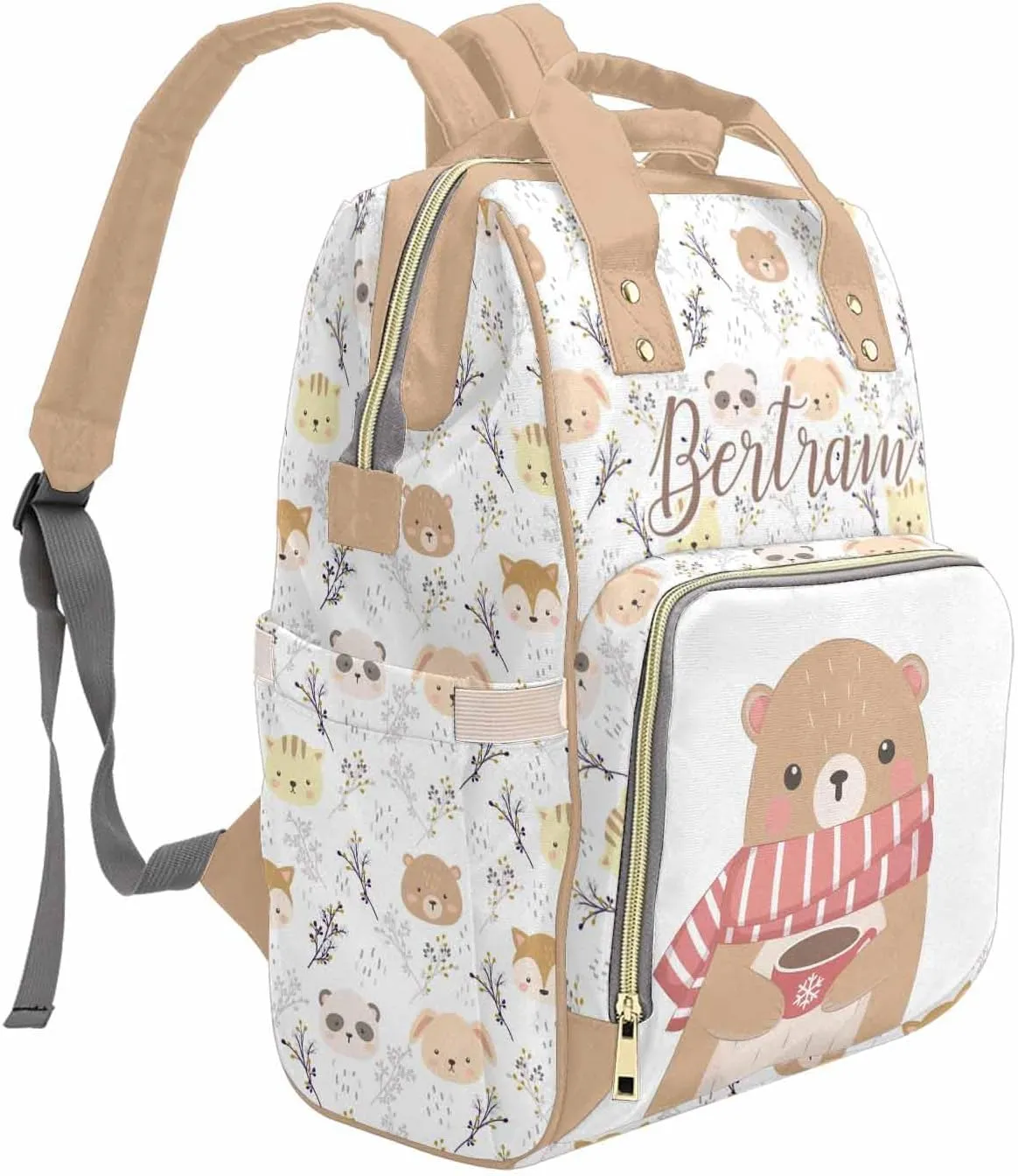 M YESCUSTOM Custom Name Diaper Bag Backpack for Wife Portable Diaper Bags Mothers Day Gifts Personalized Cute Mommy Nursing Daypack for Women Brown Travel Diaper Waterproof Backpack