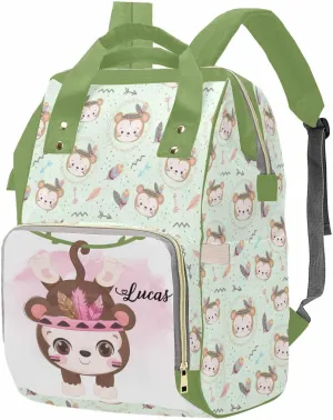 M YESCUSTOM Custom Name Diaper Bag Backpack for Wife Portable Diaper Bags Mothers Day Gifts Personalized Cute Mommy Nursing Daypack for Women Green Travel Diaper Waterproof Backpack