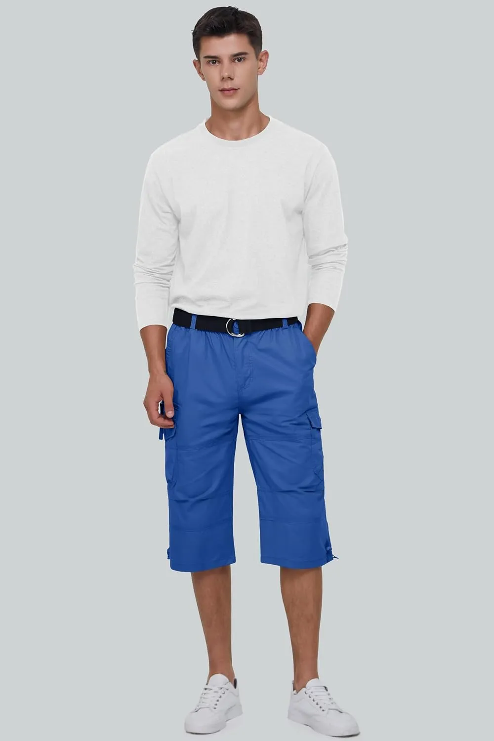 MAGCOMSEN Men's Below Knee Long Shorts Cotton Work 3/4 Cargo Capris 7 Pockets Twill Military Summer Shorts
