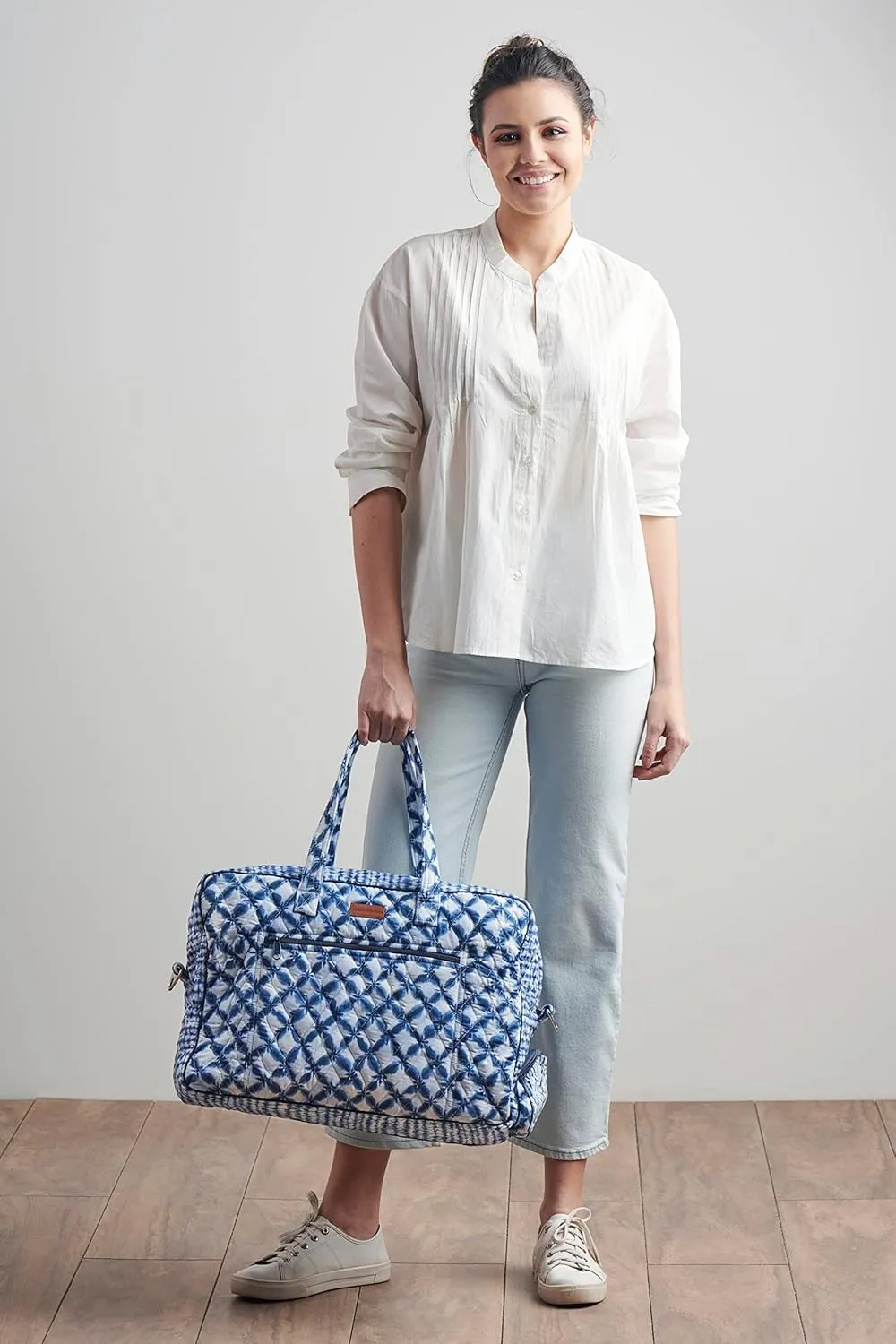 Maison d' Hermine Weekend Bag Cotton Quilted Duffel Overnight Luggage Weekender Gym Bag for Gifts Travel Men Women Business Travellers Family Trip, Shibori