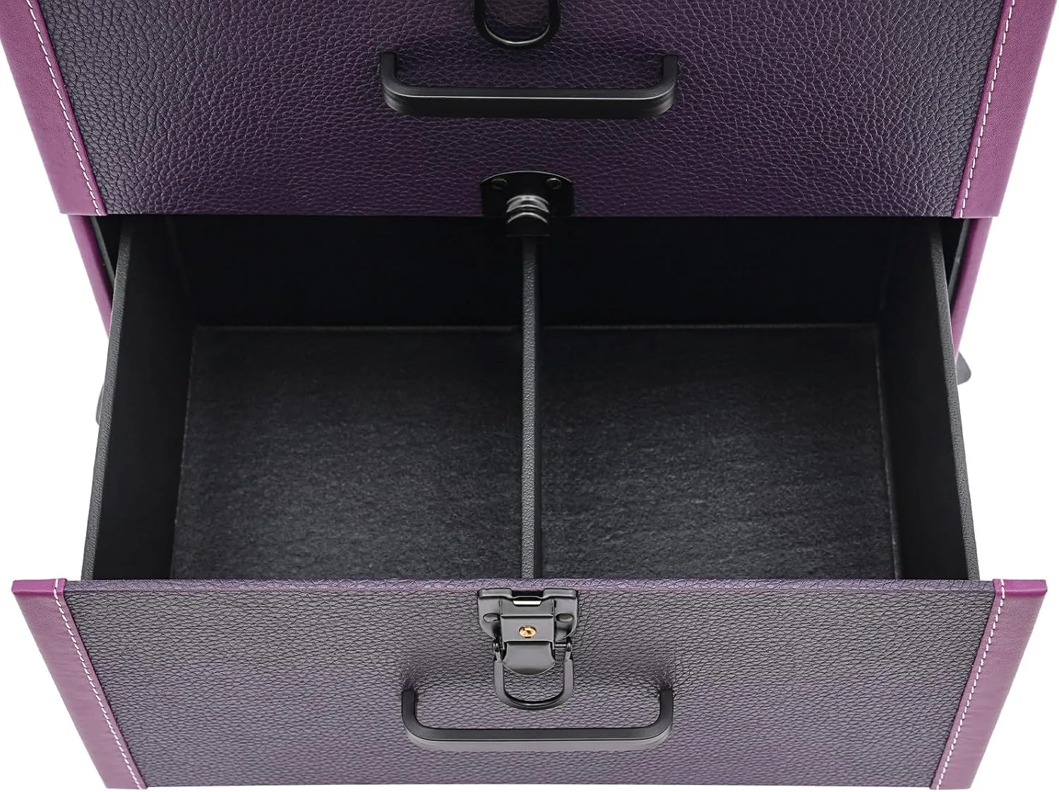 Makeup Rolling Train Case Aluminum Large Storage Cosmetic Trolley Professional Manicure Tool kit Salon Barber Case Travel Cart Trunk with lock for Studio Nail Artists (Black Clasp Purple)
