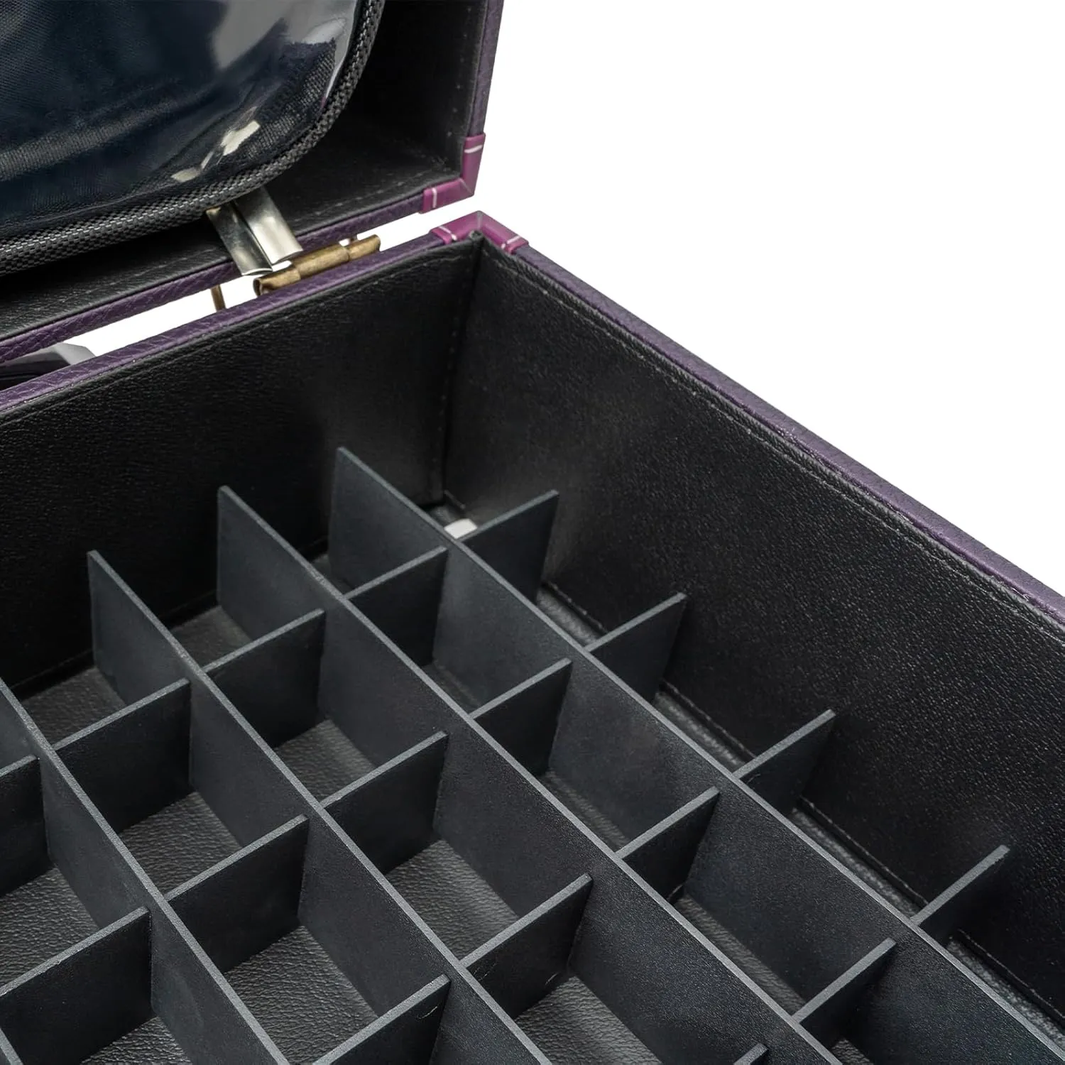 Makeup Rolling Train Case Aluminum Salon Trolley Nail bag Organizer Case Professional Manicure Tool kit Travel Cart Trunk with lock for Cosmetic Barber Studio Artists (Copper Clasp Purple)