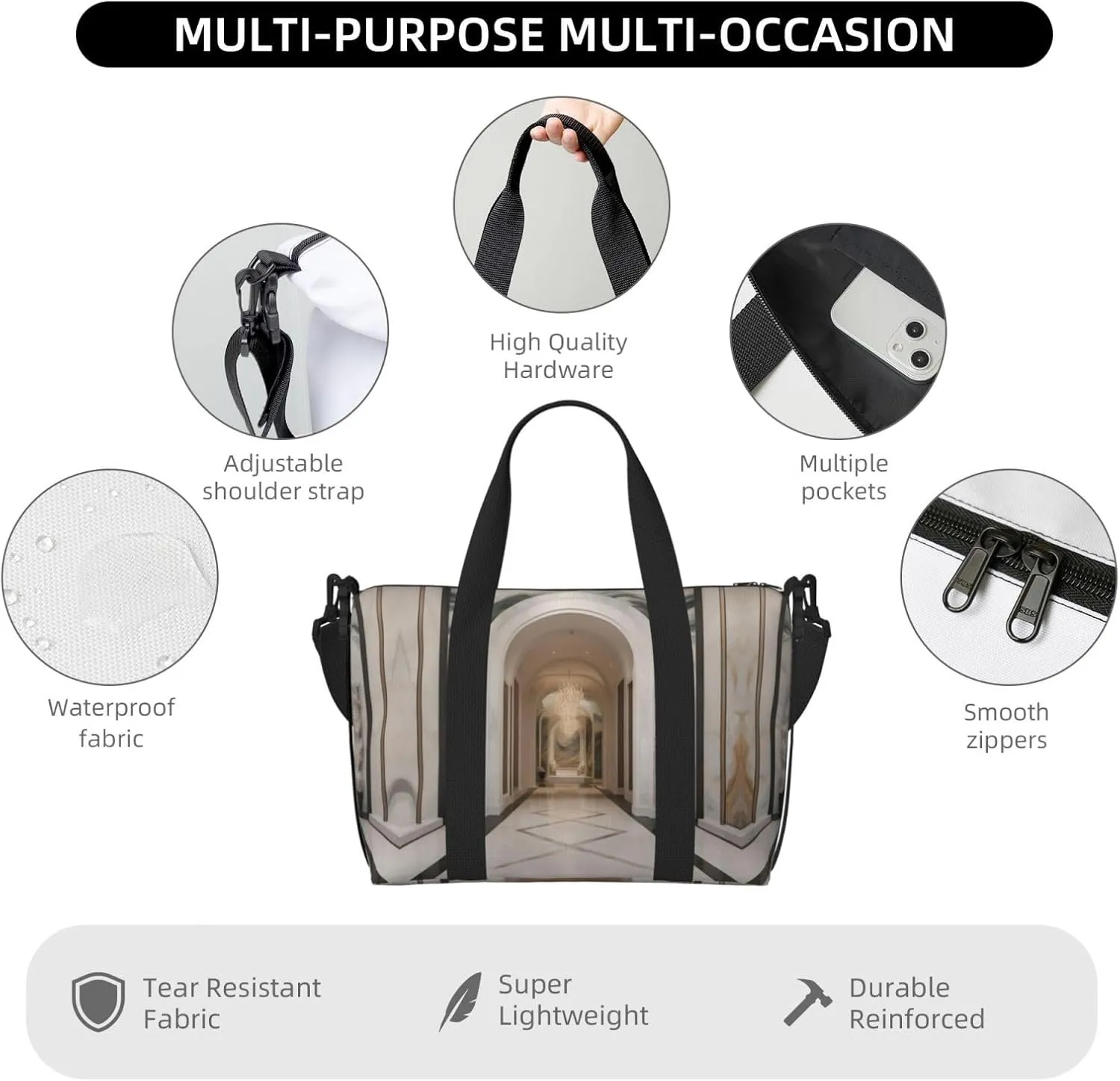 Marble Mural Travel Duffel Bag Carry On Tote Bags For Men,Weekender Overnight Bag,Sports Tote Gym Bag
