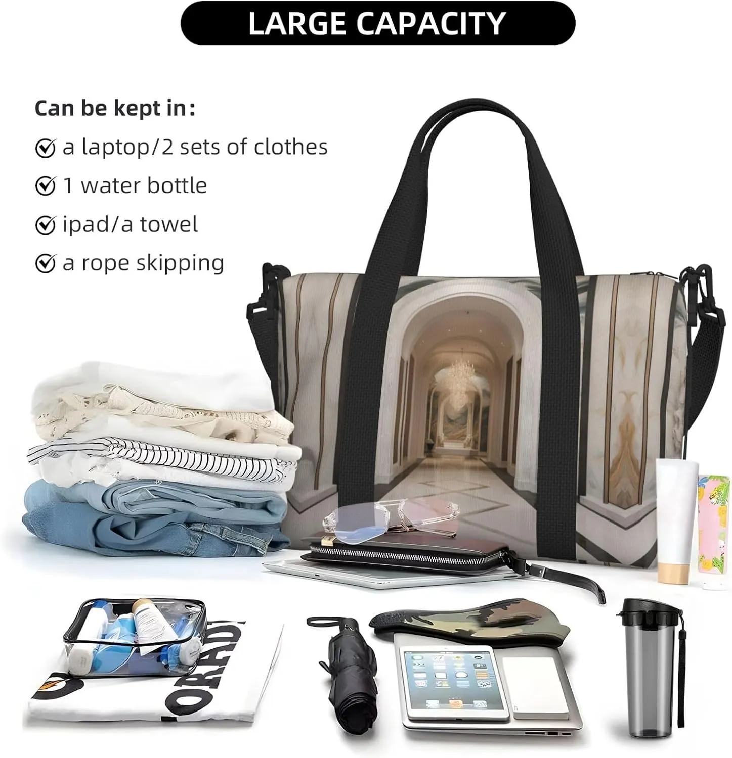Marble Mural Travel Duffel Bag Carry On Tote Bags For Men,Weekender Overnight Bag,Sports Tote Gym Bag