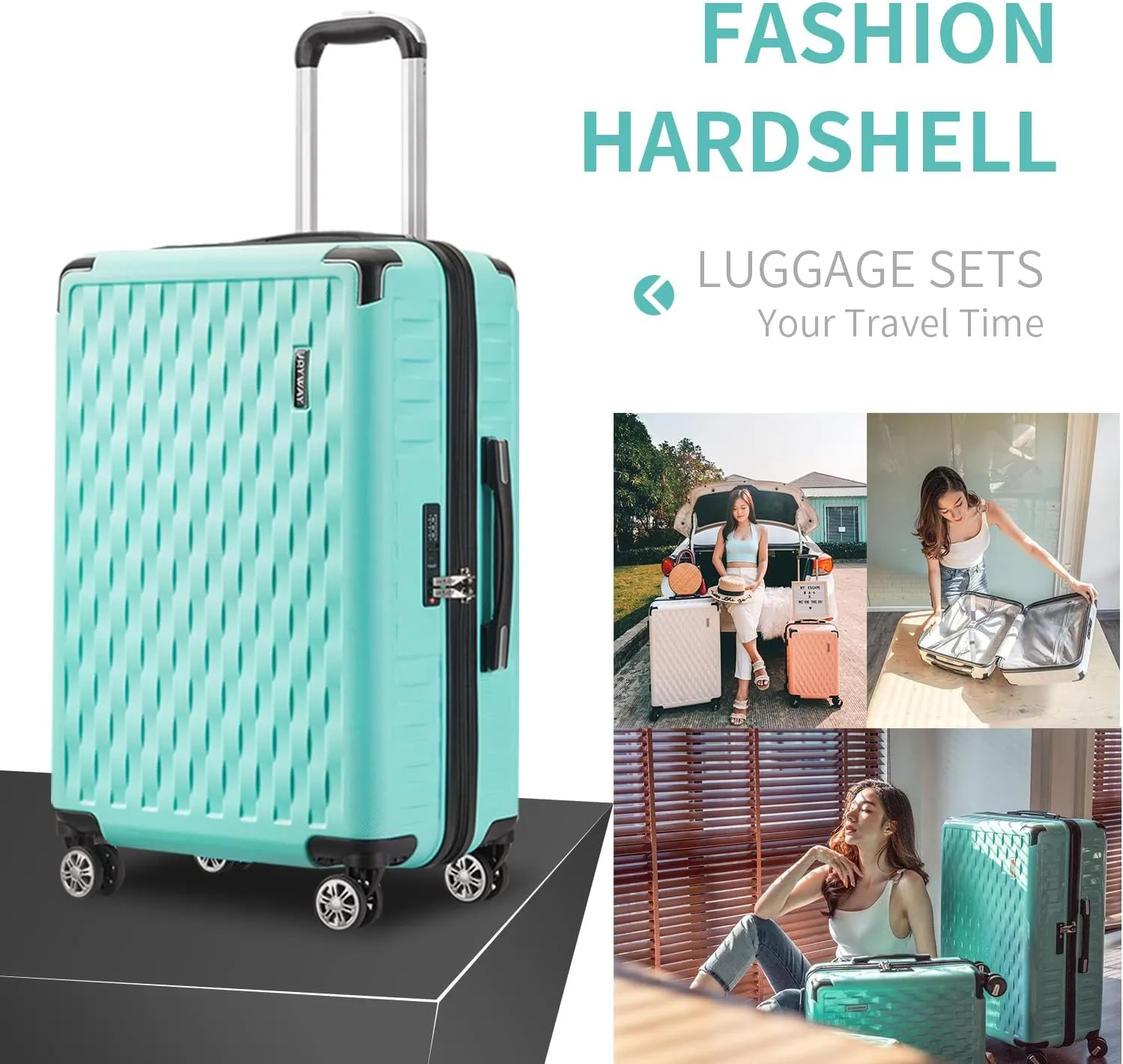 Melalenia Luggage 10 Piece Sets Clearance,Large Travel Suitcase Set Spinner Wheels with TSA Locks,Hard Shell Luggage Sets for Women (10Pcs Green)