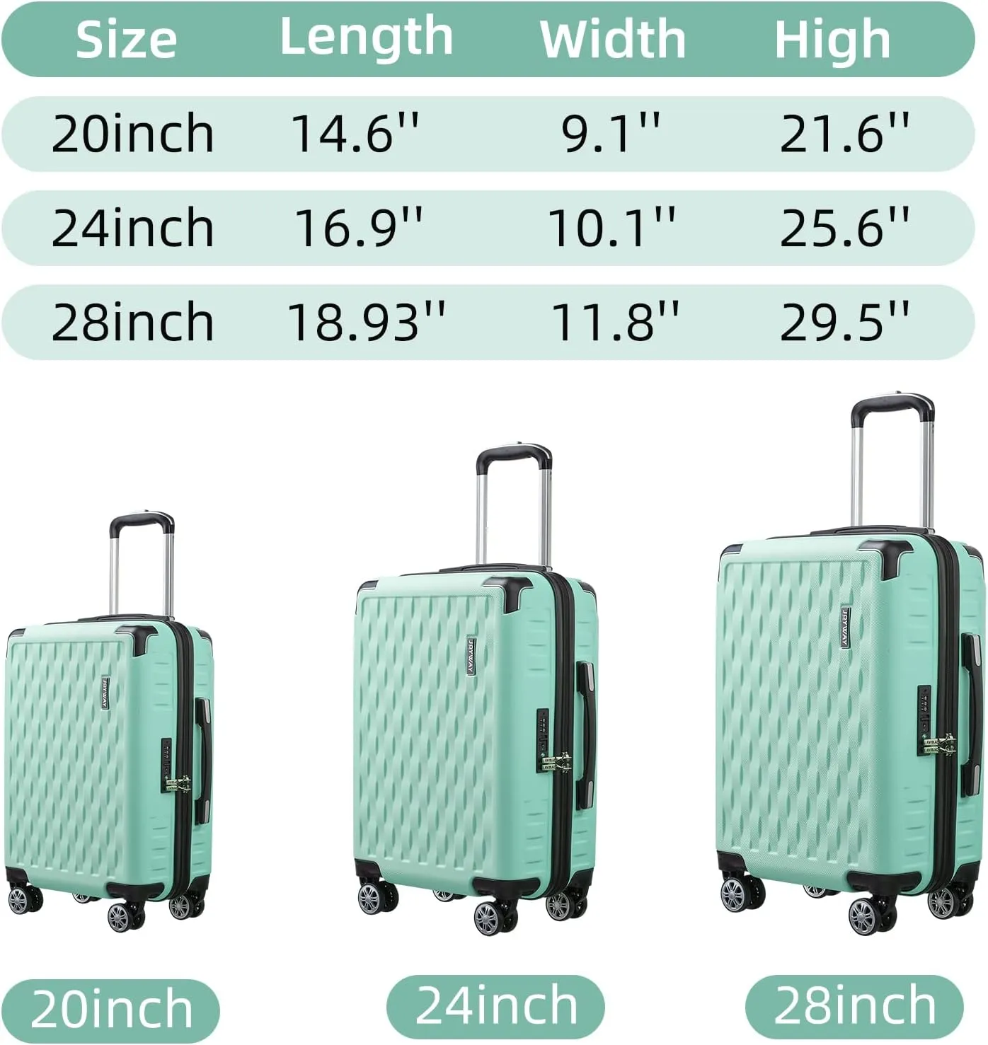 Melalenia Luggage 10 Piece Sets Clearance,Large Travel Suitcase Set Spinner Wheels with TSA Locks,Hard Shell Luggage Sets for Women (10Pcs Green)
