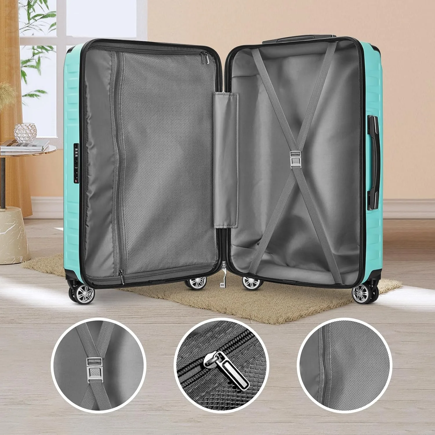 Melalenia Luggage 10 Piece Sets Clearance,Large Travel Suitcase Set Spinner Wheels with TSA Locks,Hard Shell Luggage Sets for Women (10Pcs Green)