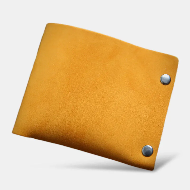 Men Short Bifold Cowhide Wallet Rivet Design Large Capacity Card Holder Coin Purse