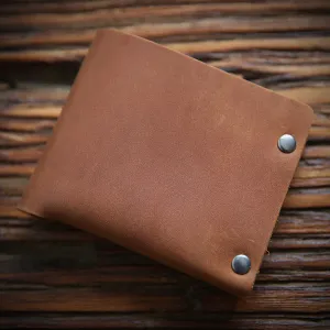 Men Short Bifold Cowhide Wallet Rivet Design Large Capacity Card Holder Coin Purse