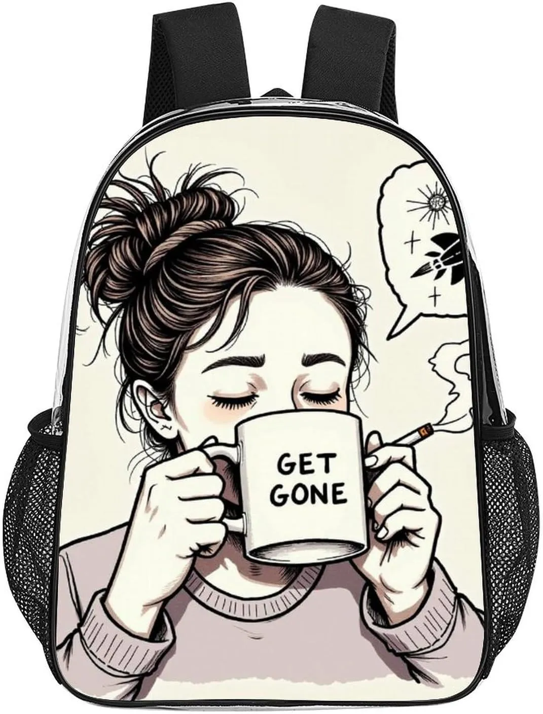Men Women Lightweight Goth Gotik Gothic Boring Women woman Art Casual Daypack Big Capacity Bookbag Transparent Bag for Gym Travel Walking Cycling