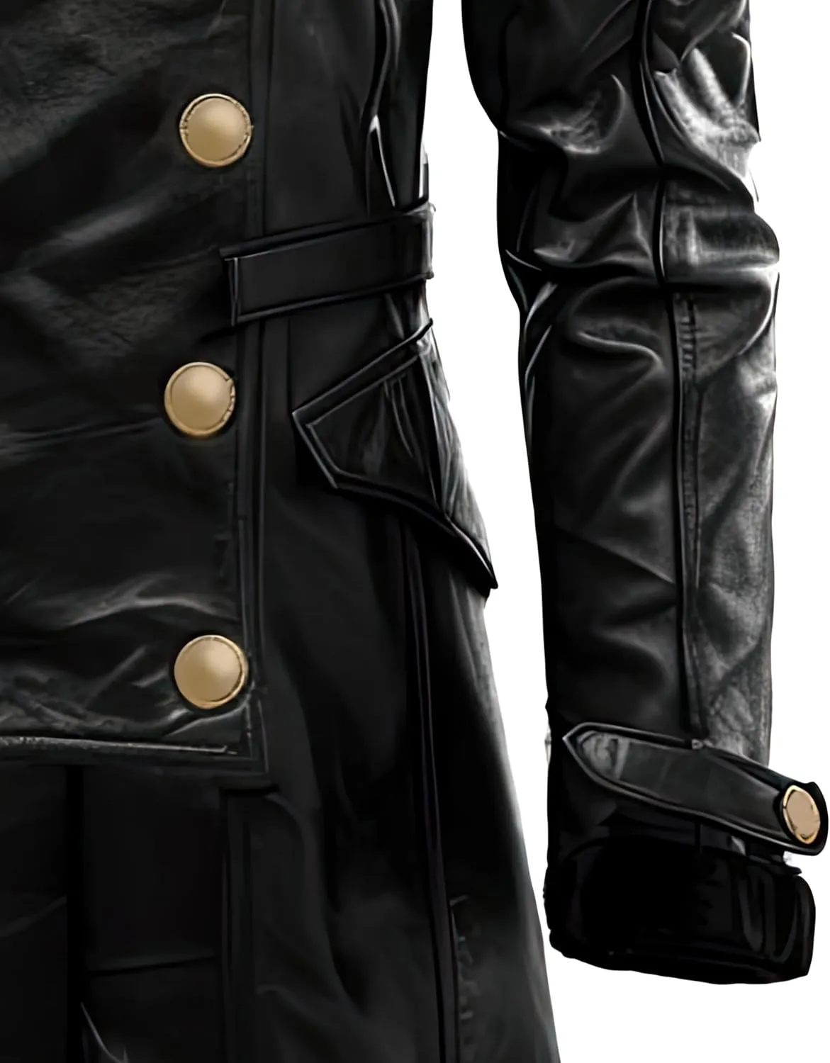 Men’s Black Genuine Sheepskin Sherpa Shearling Lapel Collar Winter Mid Length Belted Military Style Aviator Leather Coat Men