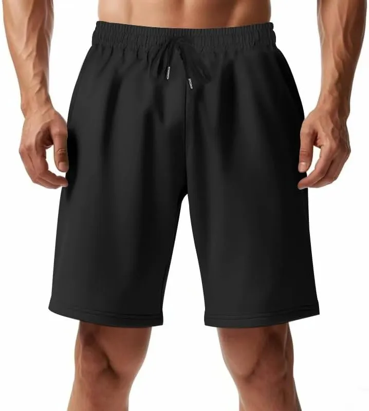 Men's Breathable Drawstring Jogging Casual Shorts Vacation Outfits Lounge Wear Beach Elastic Shorts with Pockets