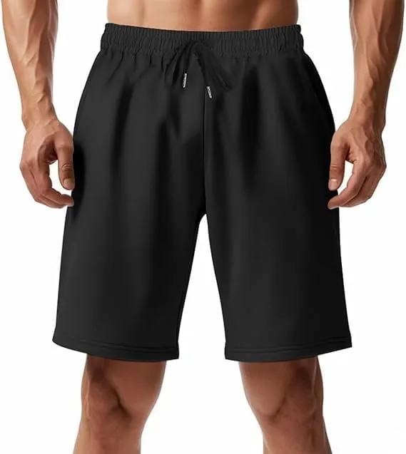 Men's Breathable Drawstring Jogging Casual Shorts Vacation Outfits Lounge Wear Beach Elastic Shorts with Pockets