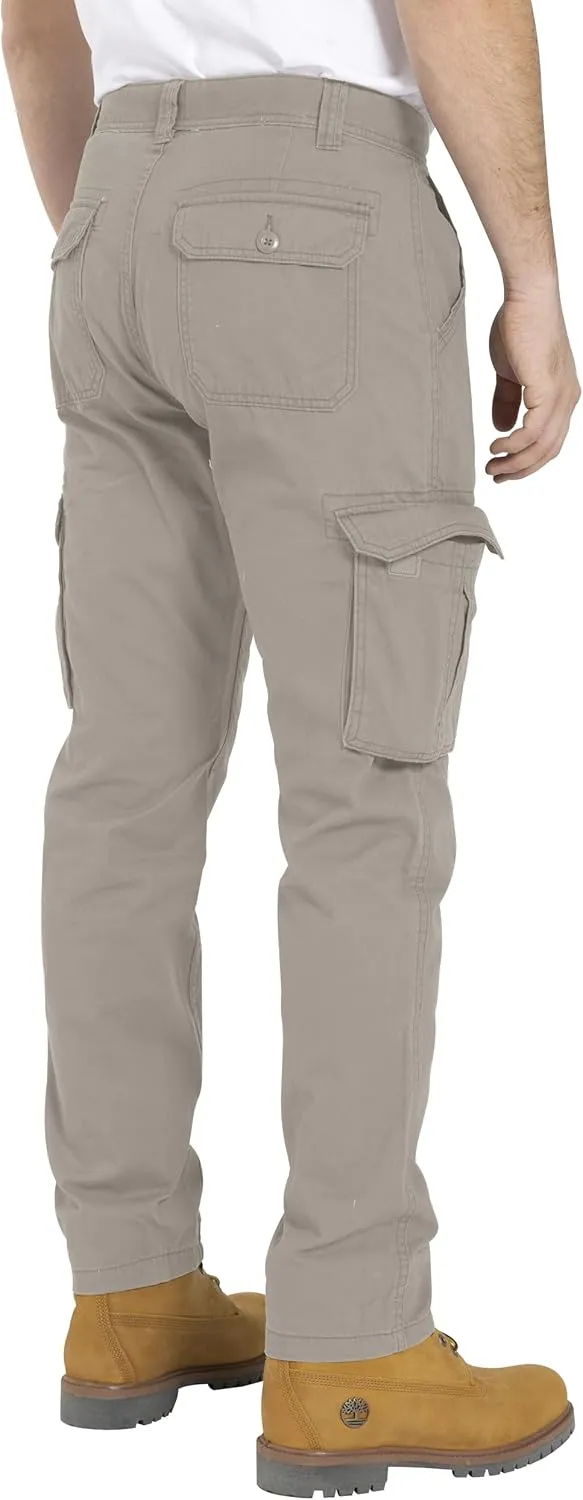 Mens Cargo Pant 100% Cotton Slim-Fit Relaxed Tactical Hiking Heavy Duty Workwear 6 Pockets Outdoor Cargo Works Pants 32W-44W