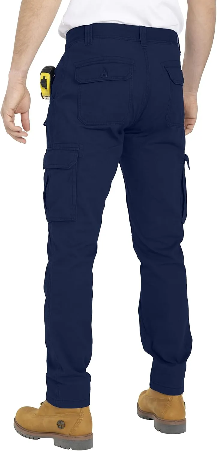 Mens Cargo Pant 100% Cotton Slim-Fit Relaxed Tactical Hiking Heavy Duty Workwear 6 Pockets Outdoor Cargo Works Pants 32W-44W