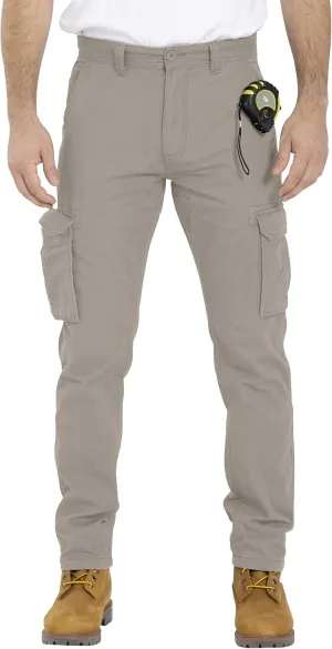 Mens Cargo Pant 100% Cotton Slim-Fit Relaxed Tactical Hiking Heavy Duty Workwear 6 Pockets Outdoor Cargo Works Pants 32W-44W