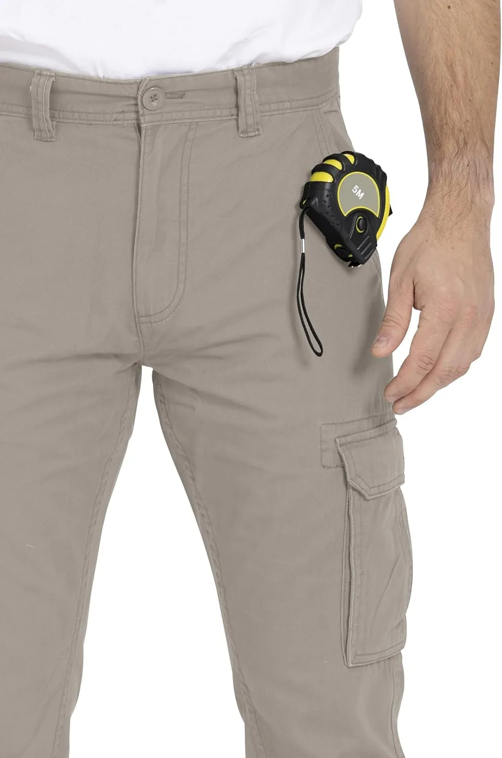 Mens Cargo Pant 100% Cotton Slim-Fit Relaxed Tactical Hiking Heavy Duty Workwear 6 Pockets Outdoor Cargo Works Pants 32W-44W