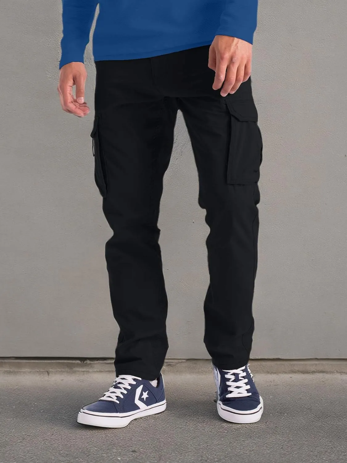 Mens Cargo Pant 100% Cotton Slim-Fit Relaxed Tactical Hiking Heavy Duty Workwear 6 Pockets Outdoor Cargo Works Pants 32W-44W
