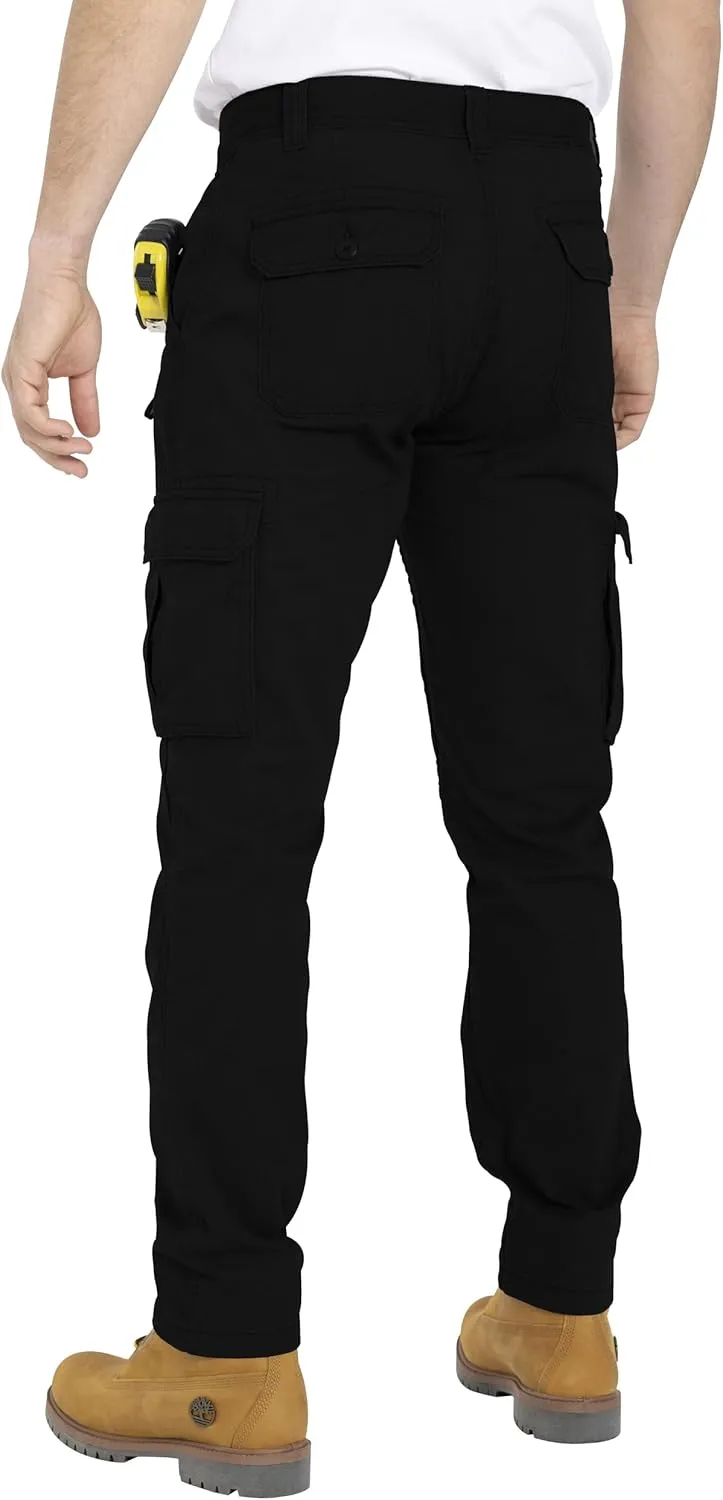 Mens Cargo Pant 100% Cotton Slim-Fit Relaxed Tactical Hiking Heavy Duty Workwear 6 Pockets Outdoor Cargo Works Pants 32W-44W