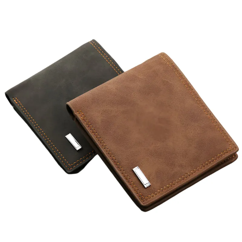 Men's Compact Wallet With Zipper And Multiple Card Slots
