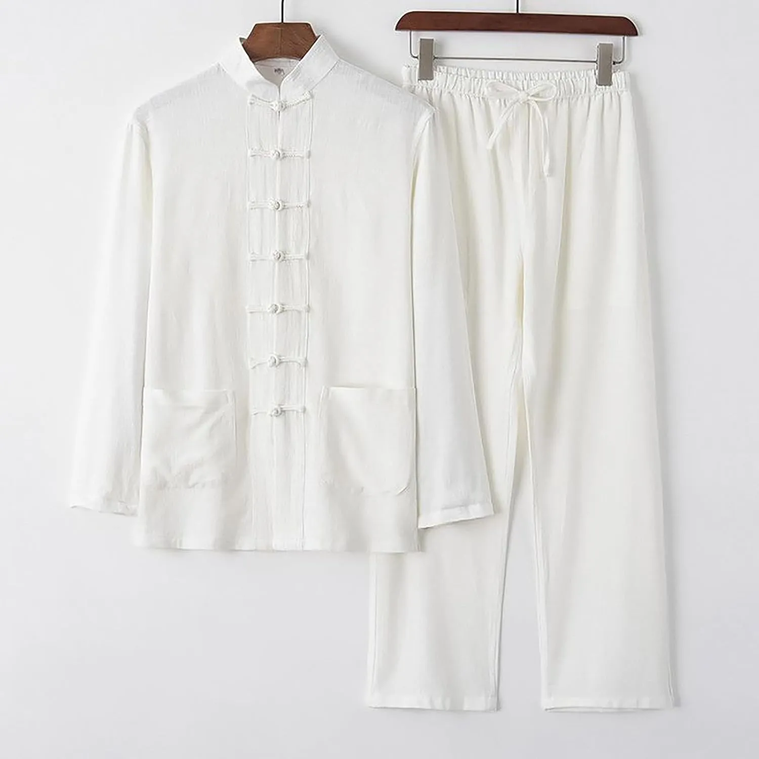 Men's Cotton Linen Sets Chinese Kung Fu Suit Martial Arts Wing Chun Uniform Shirt Pants Tang Costume Vintage Outfits