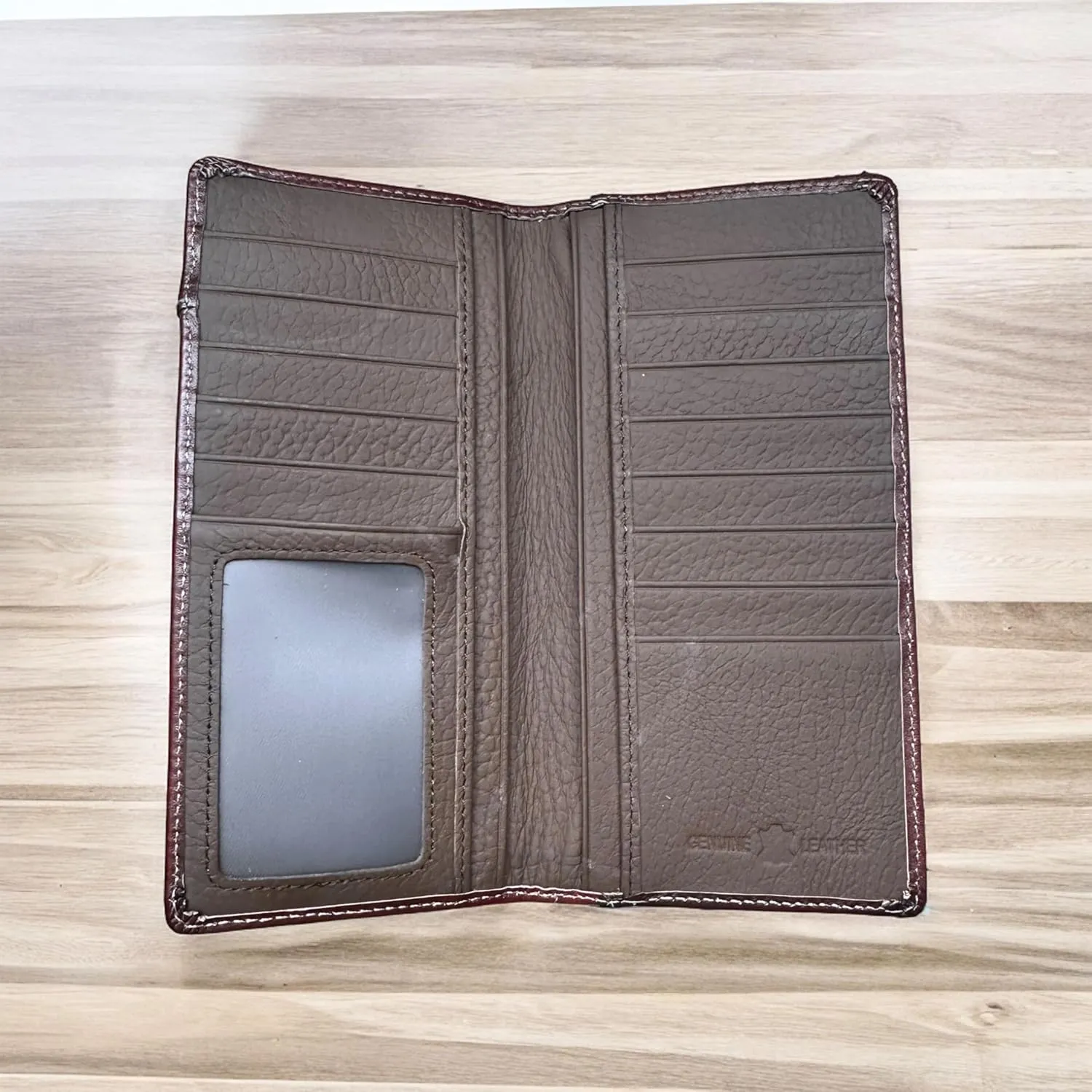 Mens Cowboy Praying Western Long Wallet Floral Cutout Layered Leather Soft Leather Checkbook Style Mens Wallets Leather Bull Rider Rodeo Gifts For Men (Maroon & White)