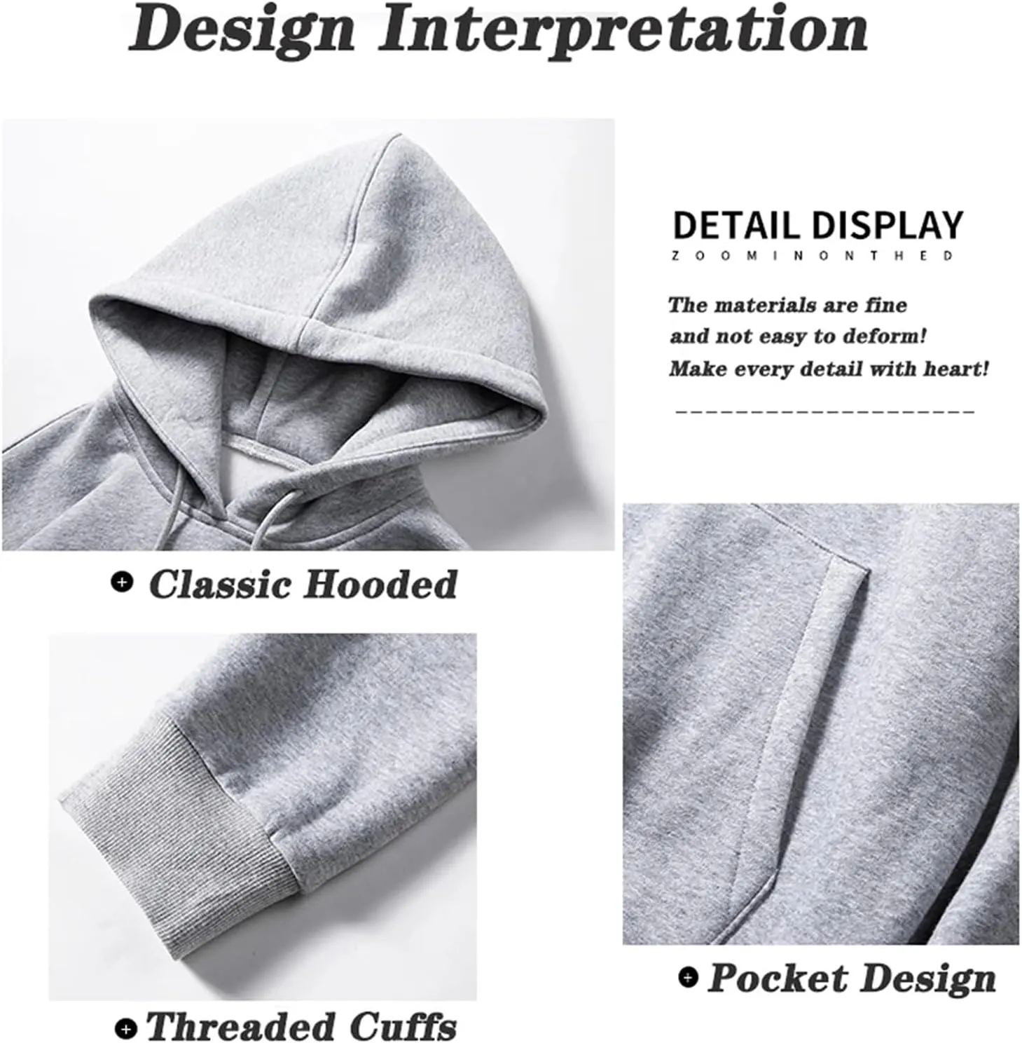 Men's Fleece Hoodie Pullover Long Sleeve Hooded Sweatshirt Drawstring Kangaroo Pocket Athletic Hoodies