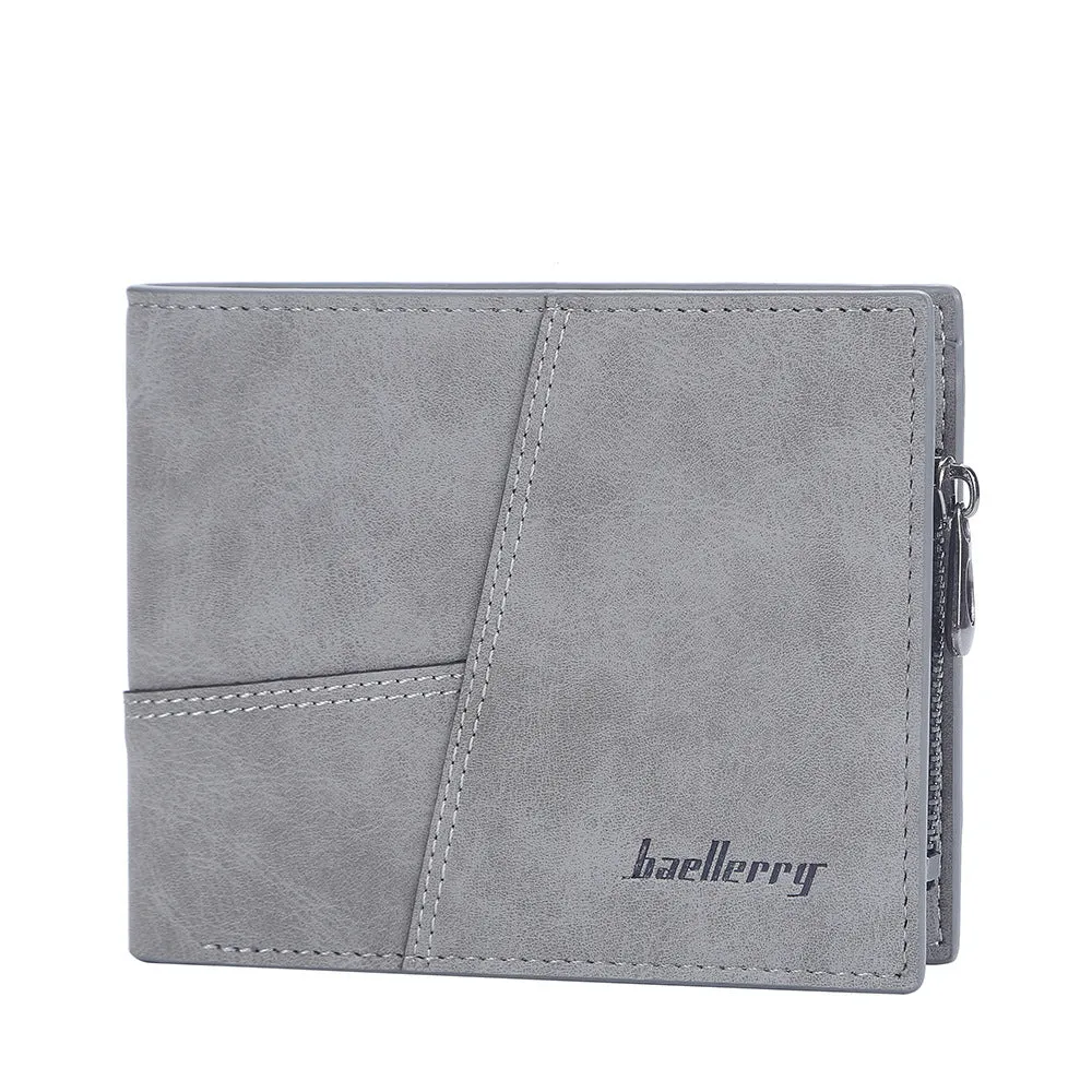 Men's Frosted Short Fashion Zipper Vertical Money Men's Wallets